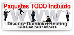 Paquete todo incluido - Dise�o+Dominio+Hosting+Alta en Buscadores